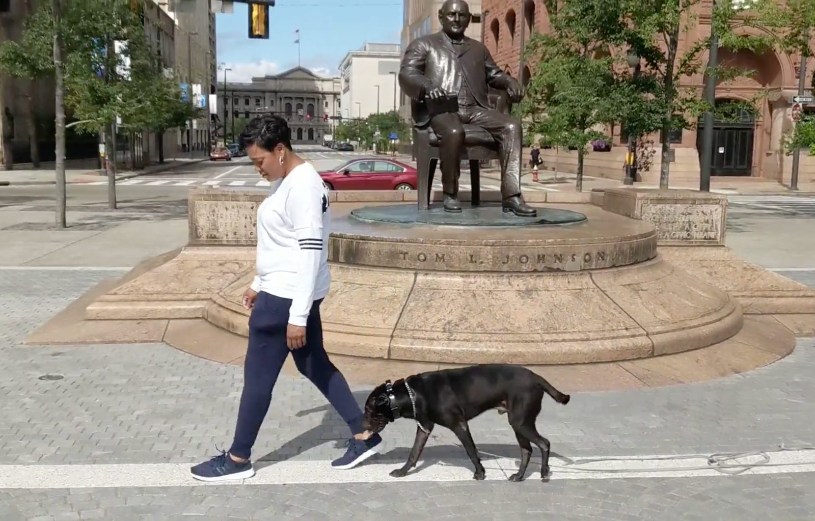 Dog training in downtown Cleveland, Ohio with an AlphA and Omega client